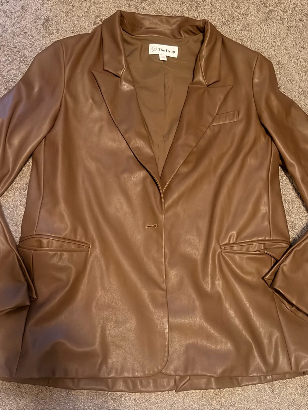 The Drop Women's Brown Faux Leather Blazer